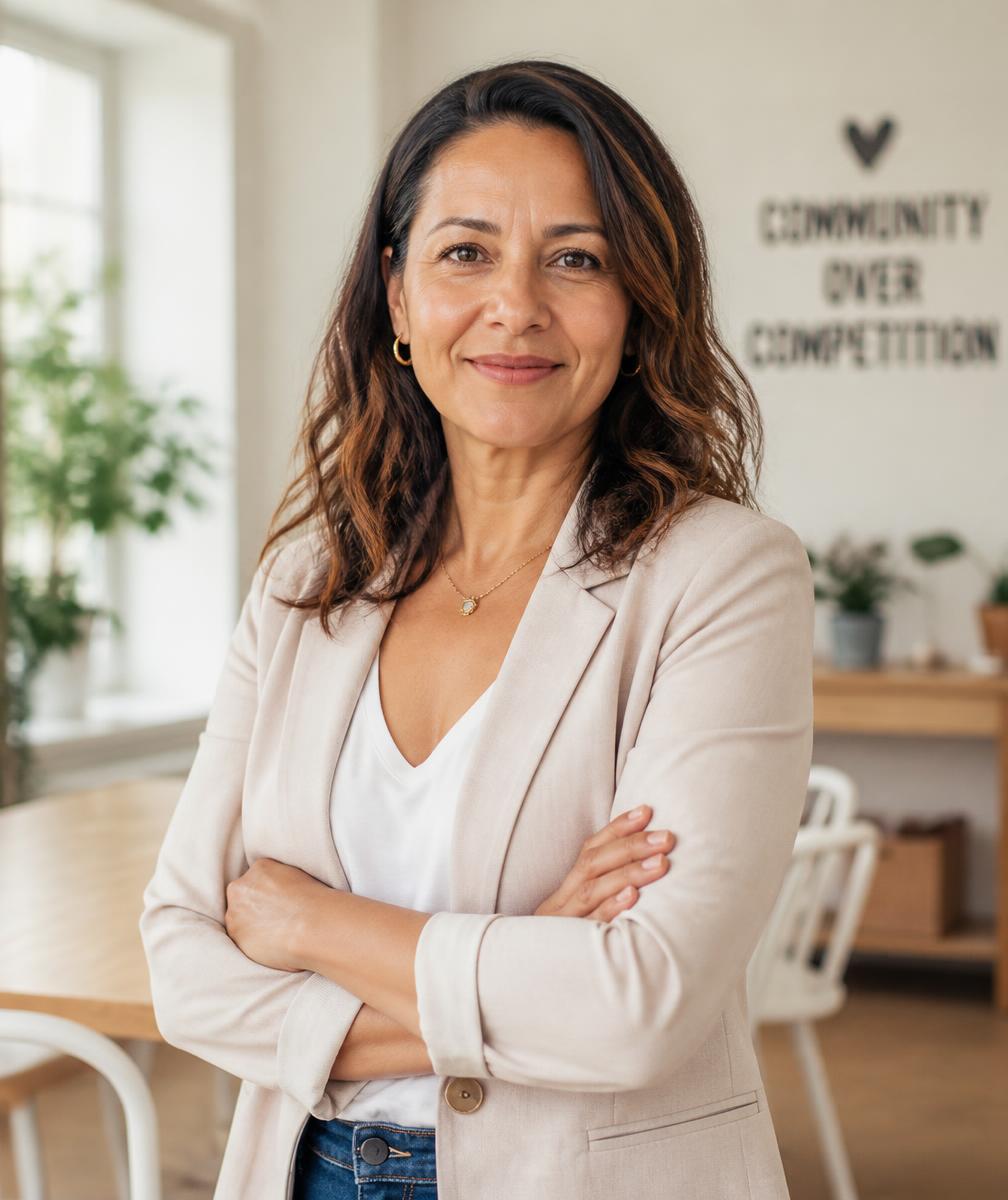 Kelly, founder of With Women, in a community space